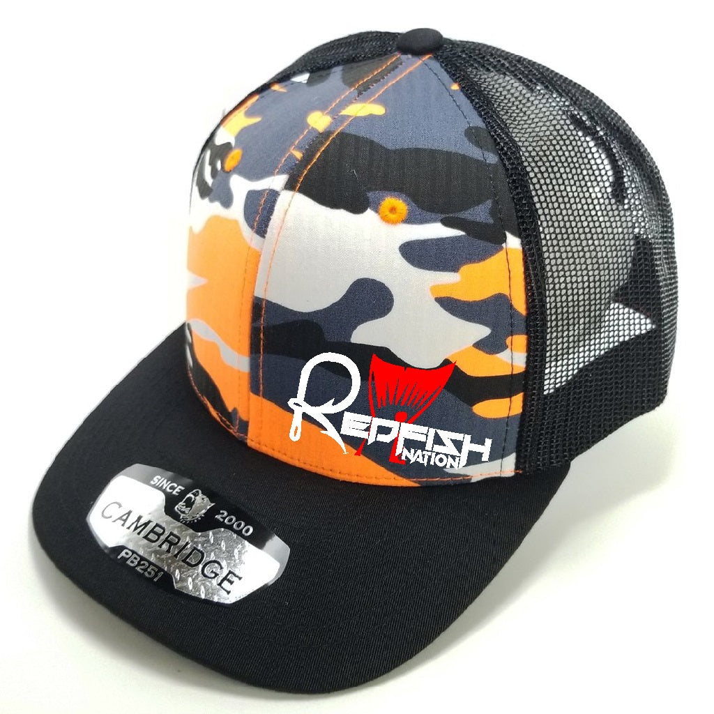 Redfish Nation Orange Camo Trucker Cap CAMB2021