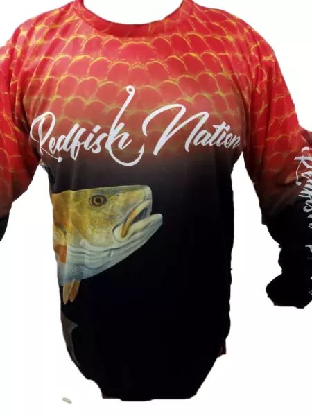 Redfish Nation Performance OG Orange/Black Scales shirt