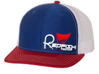 Redfish Nation Logo Trucker Cap - Blue/Red/White