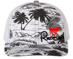Redfish Nation Logo Trucker Cap - Palm Trees Black