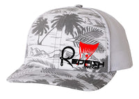 Redfish Nation Logo Trucker Cap - Palm Trees GREY