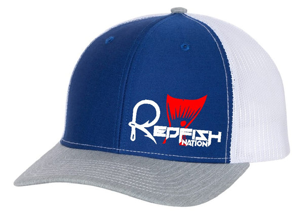 Redfish Nation Logo Trucker Cap - Royal Blue/Grey/White
