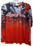Redfish Nation Performance Black - Red Waves Long Sleeve Shirt
