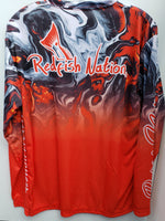 Redfish Nation Performance Black - Red Waves Long Sleeve Shirt
