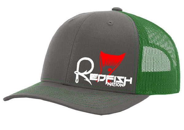Redfish Nation Logo Cap - Charcoal/ Dark Green