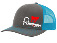 Redfish Nation Logo Cap - Charcoal/Neon Blue