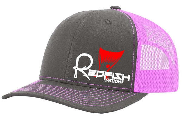 Redfish Nation Logo Cap - Charcoal/Neon Pink