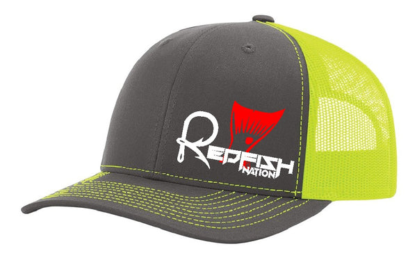 Redfish Nation Logo Trucker Cap - Dark Green/Yellow
