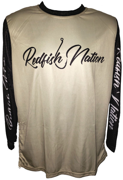 Performance Redfish Nation Grey/Black Hex Sleeves Shirts