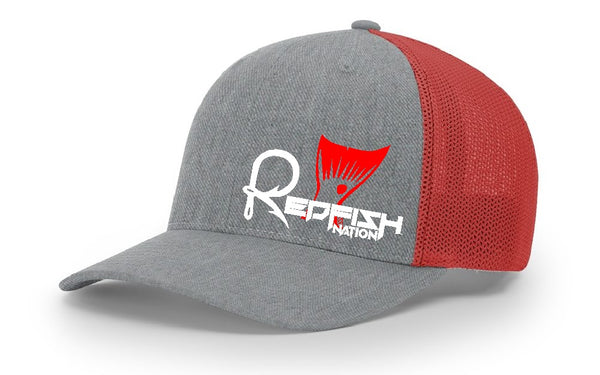 Redfish Nation Logo Cap - Heather/Red