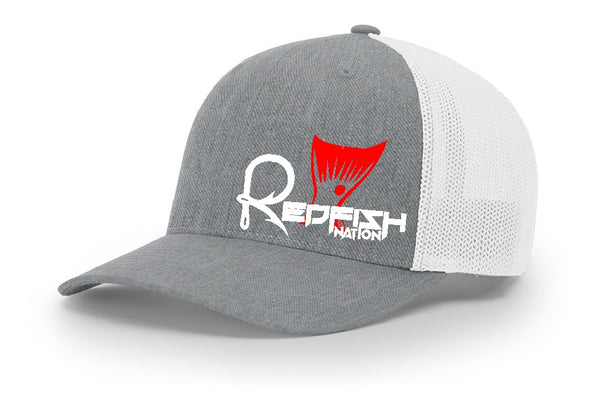 Redfish Nation Logo Trucker Cap - Heather/White
