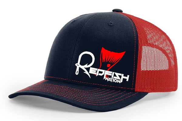 Redfish Nation Logo Trucker Cap - Navy/Red