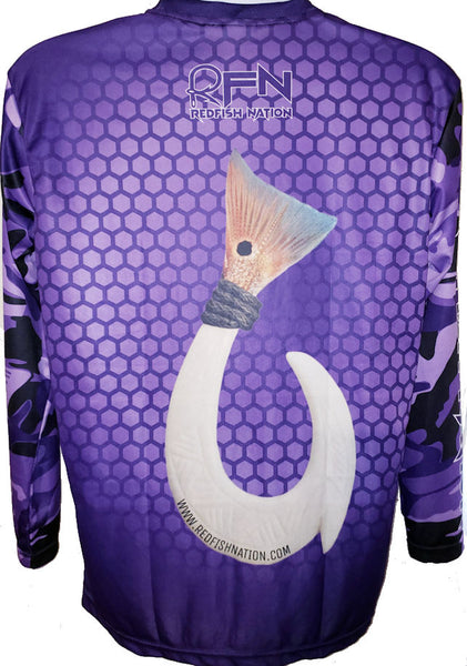 Purple Octagon Design Redfish Nation Performance Long Sleeve Shirt