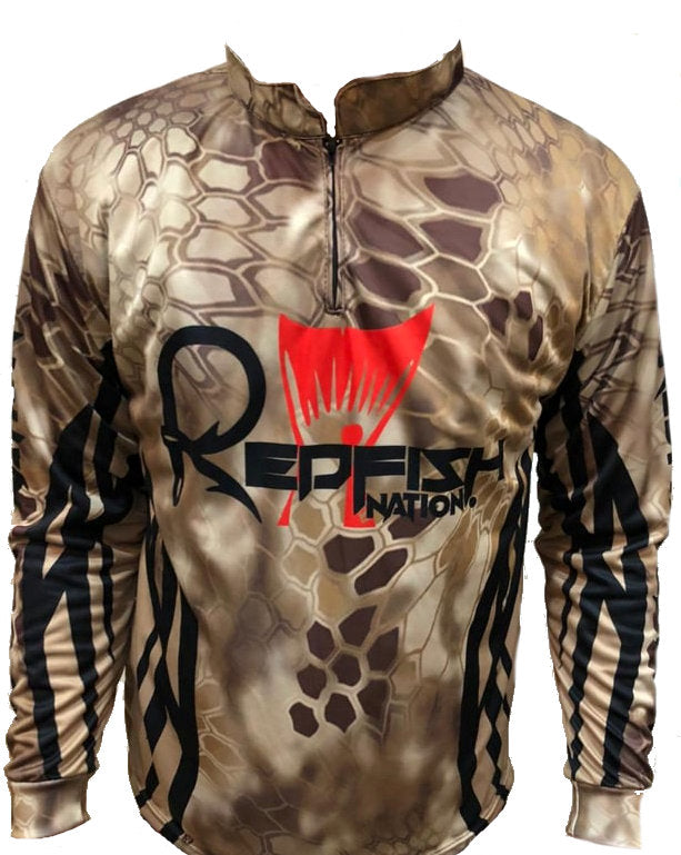 1/4 Zip Brown Shirt Pro Redfish Nation Performance New Camo -