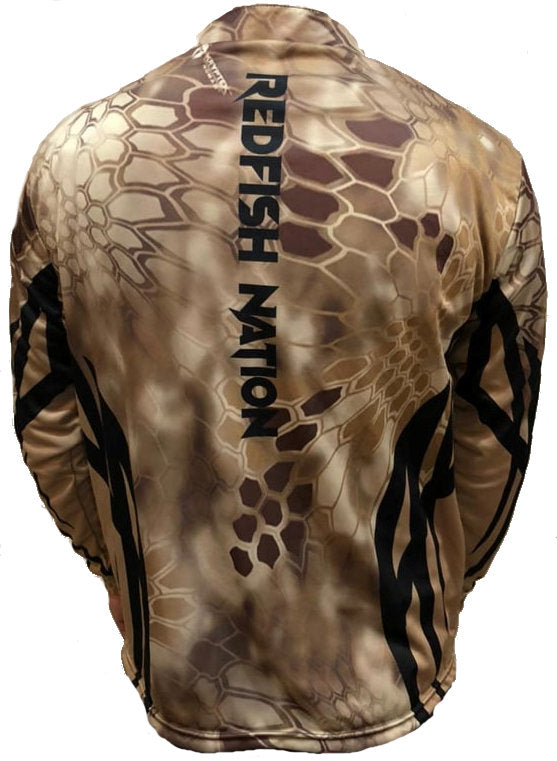 1/4 Zip Brown Shirt Pro Redfish Nation Performance New Camo -