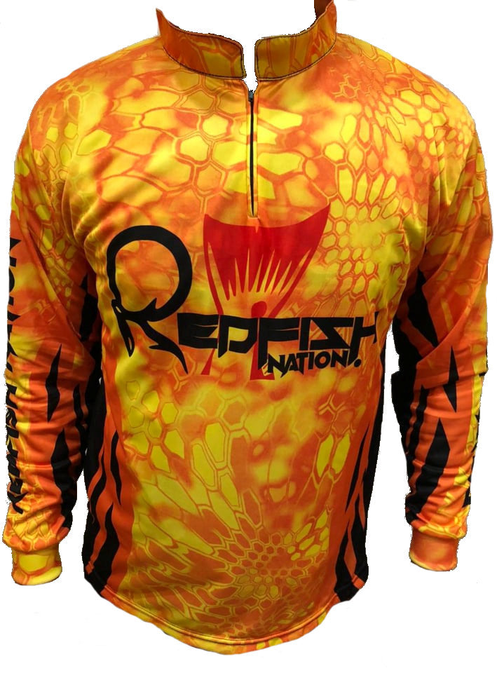 1/4 Zip Orange Shirt Pro Redfish Nation Performance New Camo