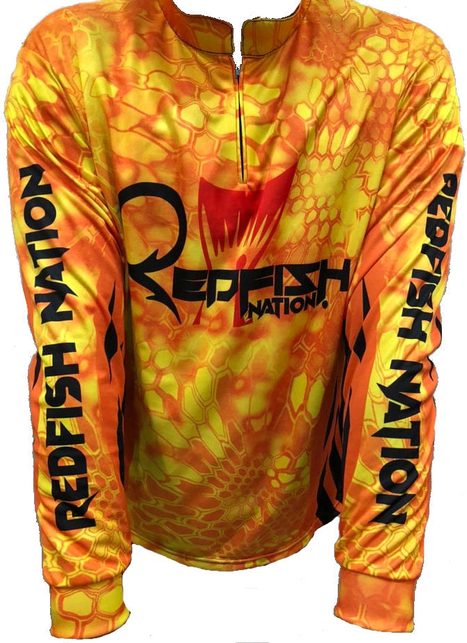 1/4 Zip Orange Shirt Pro Redfish Nation Performance New Camo