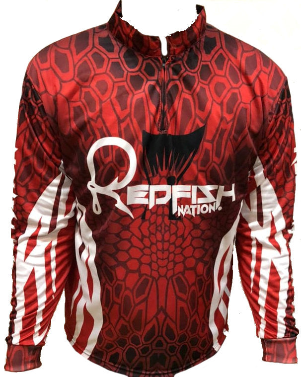 1/4 Zip Red Shirt Redfish Nation Performance New Camo - Pro