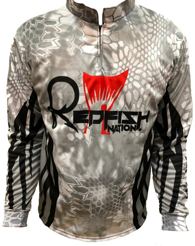 1/4 Zip White Shirt Redfish Nation Performance New Camo - Pro