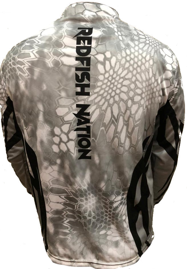 1/4 Zip White Shirt Redfish Nation Performance New Camo - Pro