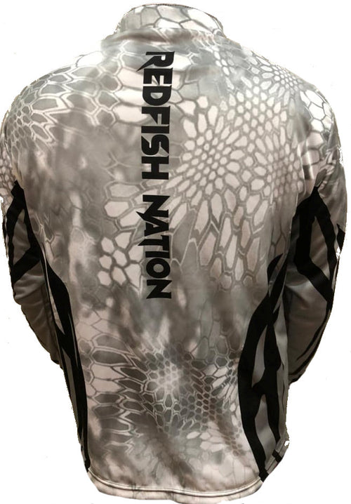 1/4 Zip White Shirt Redfish Nation Performance New Camo - Pro