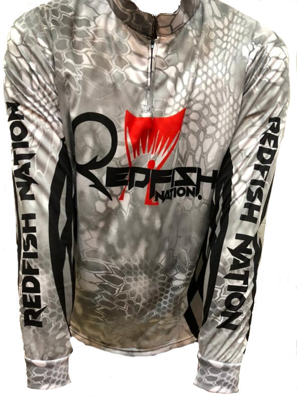 1/4 Zip White Shirt Redfish Nation Performance New Camo - Pro