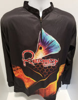 1/4 zip Redfish Nation Performance Long Sleeve Shirt - Black/Orange - 2022NOV