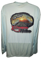 Performance Redfish Nation Logo Seafoam Blue Shirt Jetty Walker