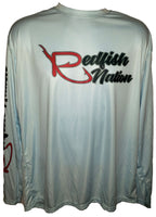 Performance Redfish Nation Logo Seafoam Blue Shirt Jetty Walker