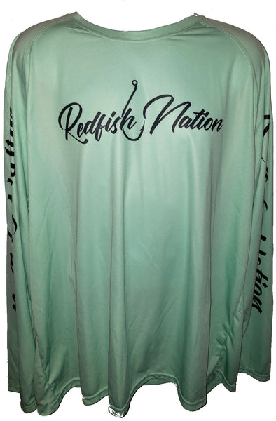 Performance Redfish Nation Logo Seafoam Green Shirt
