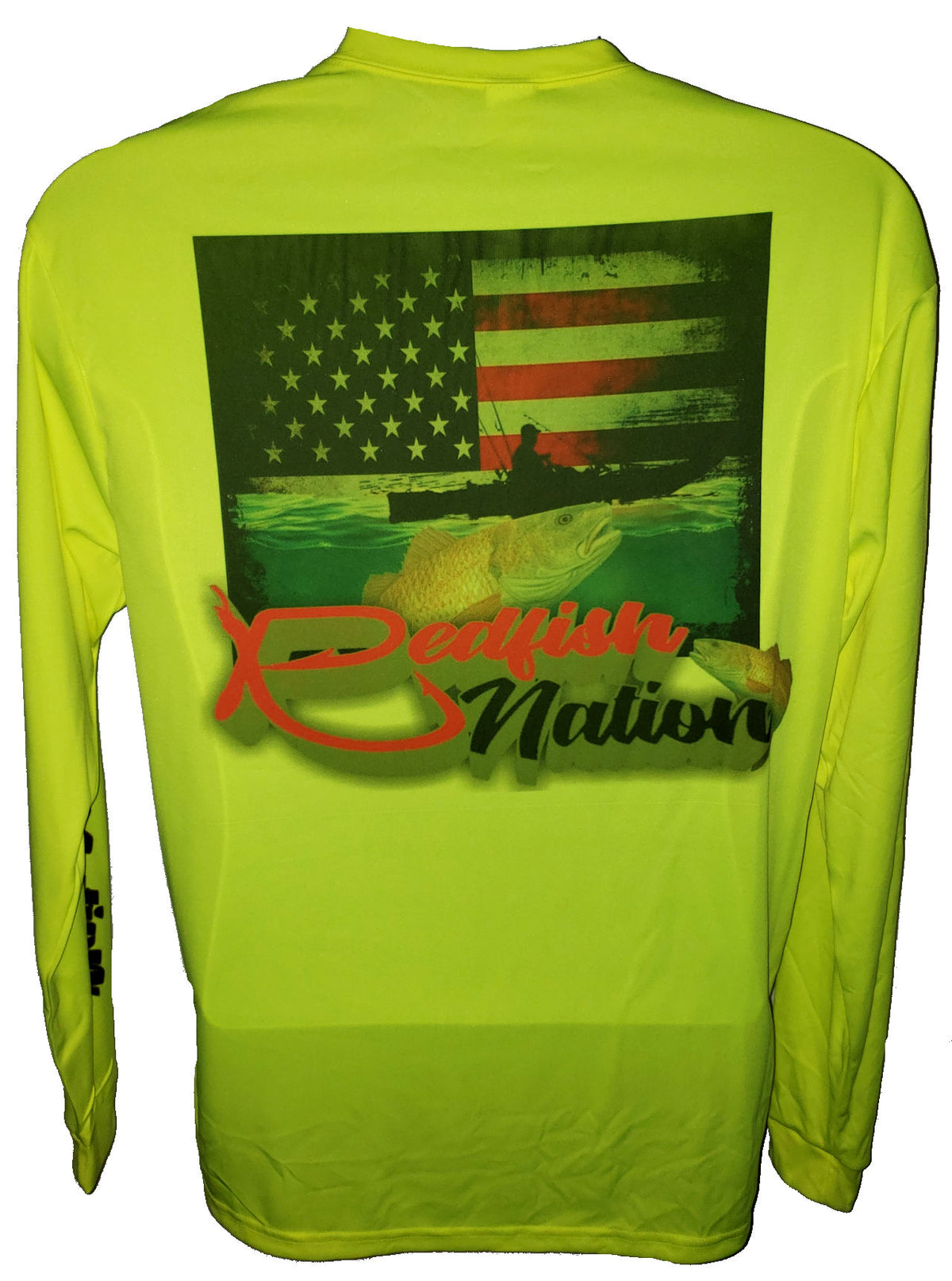Performance Fluorescent Yellow Redfish Nation Logo Kayak Shirt
